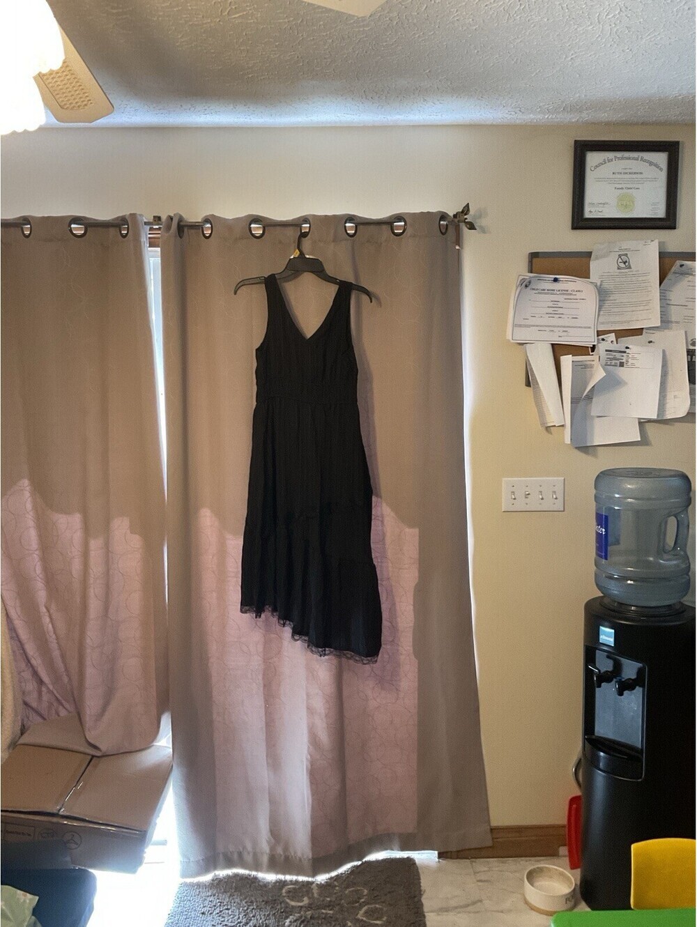 Black Sleeveless Long A-Line Dress Cowl Neck Solid Women's Regular Size
